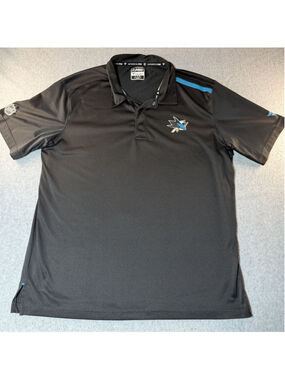 San Jose Sharks Polo Shirt Mens XL Black NHL Fanatics Authentic Pro Short Sleeve
